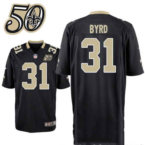 Mens New Orleans Saints #31 Jairus Byrd Nike Black 1967-2016 50Th Patch 50th Anniversary Elite Jersey