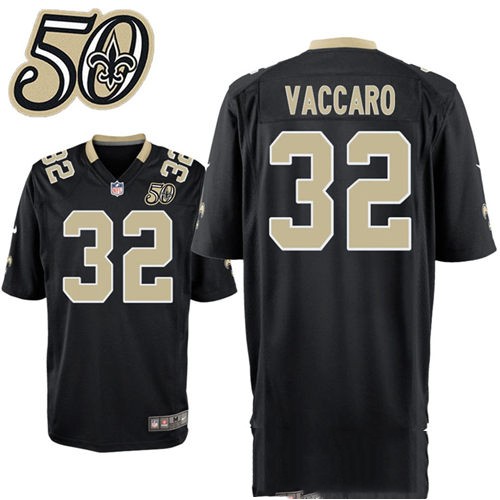 Mens New Orleans Saints #32 Kenny Vaccaro Nike Black 1967-2016 50Th Patch Anniversary Elite Jersey
