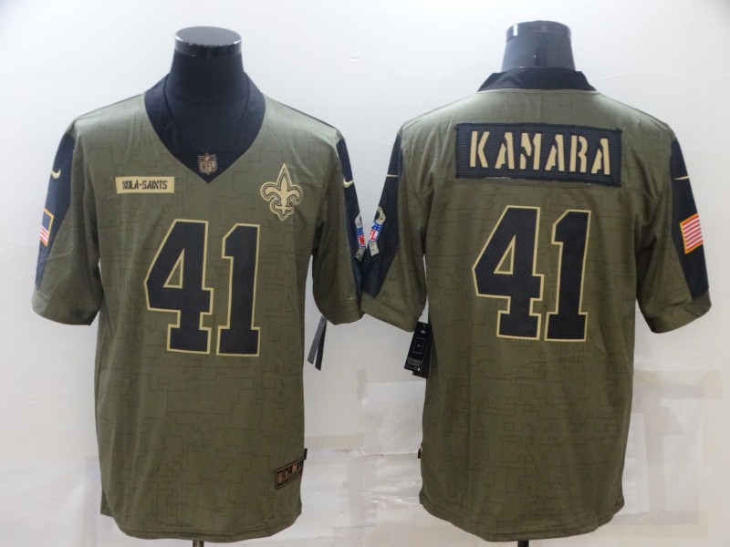 Mens New Orleans Saints #41 Alvin Kamara 2021 Nike Olive Salute to Service Limited Jersey