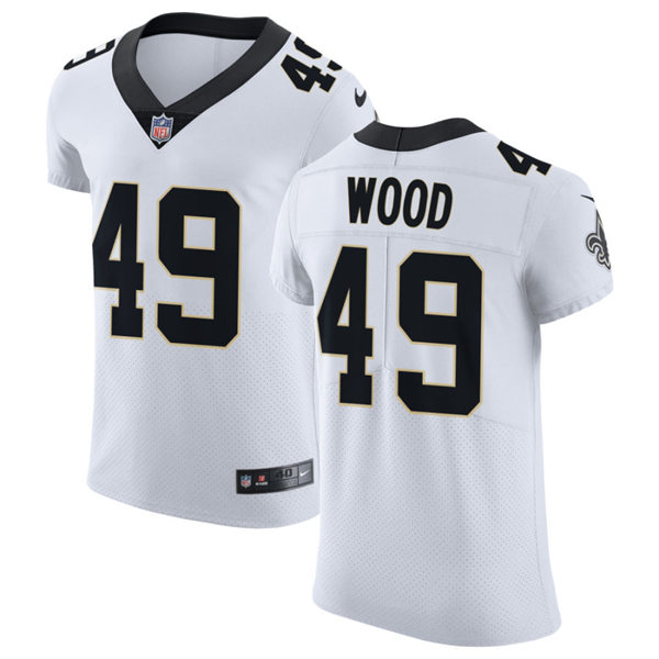 Mens New Orleans Saints #49 Zach Wood Nike White Vapor Untouchable Limited Jersey
