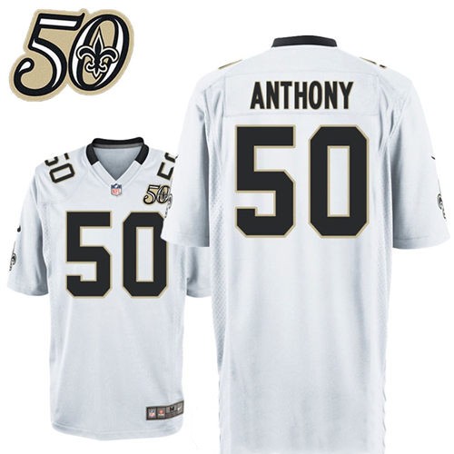 Mens New Orleans Saints #50 Stephone Anthony Nike White 1967-2016 50Th Patch Anniversary Elite Jersey