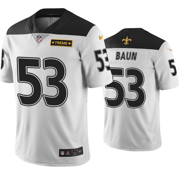 Mens New Orleans Saints #53 Zack Baun Nike Black White City Edition Vapor Limited Jersey