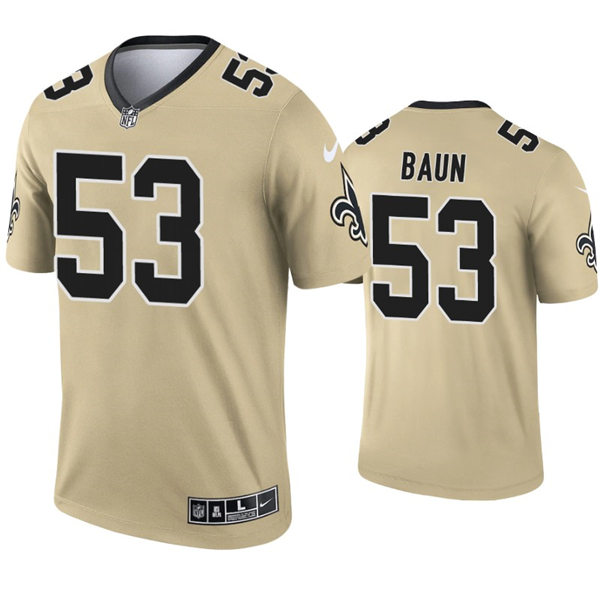 Mens New Orleans Saints #53 Zack Baun Nike Gold Inverted Legend Jersey