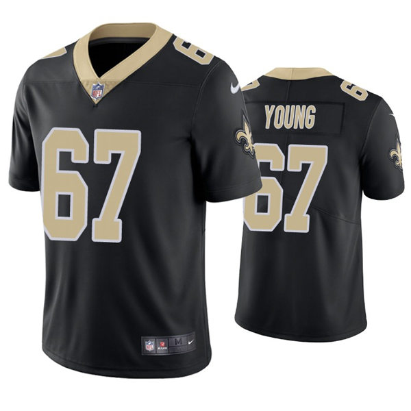 Mens New Orleans Saints #67 Landon Young Nike Black Vapor Untouchable Limited Jersey