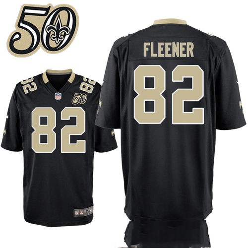 Mens New Orleans Saints #82 Coby Fleener Nike Black 1967-2016 50Th Patch Anniversary Elite Jersey