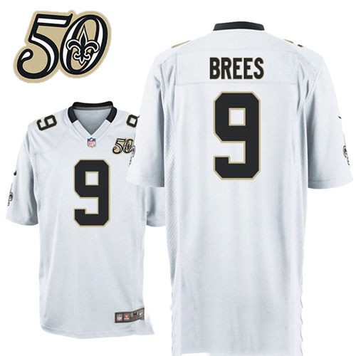 Mens New Orleans Saints #9 Drew Brees Nike Black 1967-2016 50Th Patch 50th Anniversary Elite Jersey