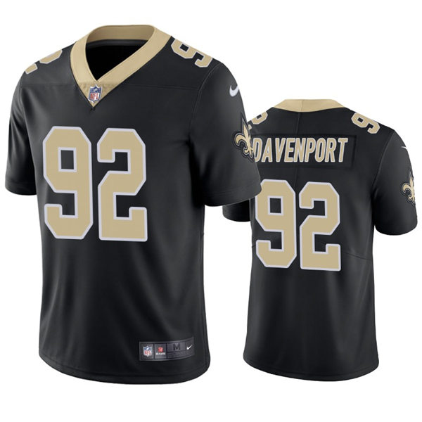 Mens New Orleans Saints #92 Marcus Davenport Nike Black Vapor Untouchable Limited Jersey