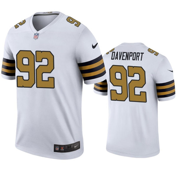 Mens New Orleans Saints #92 Marcus Davenport Nike White Color Rush Legend Player Jersey