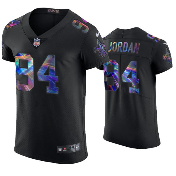 Mens New Orleans Saints #94 Cameron Jordan Nike Black Holographic Edition Jersey