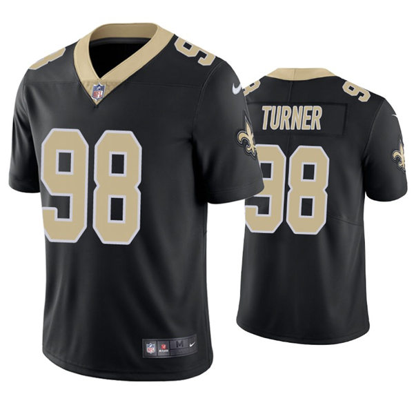 Mens New Orleans Saints #98 Payton Turner Nike Black Vapor Untouchable Limited Jersey