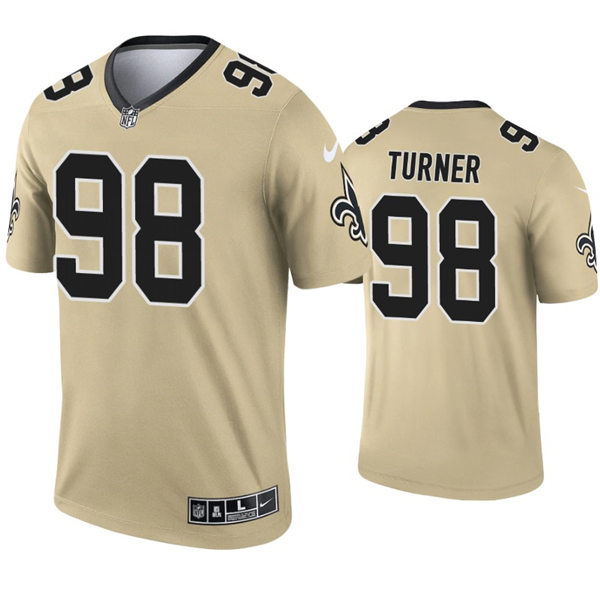 Mens New Orleans Saints #98 Payton Turner Nike Gold Inverted Legend Jersey