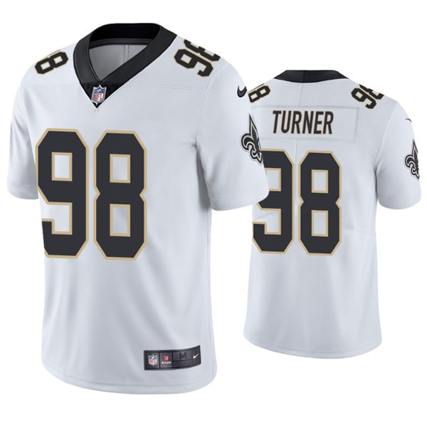 Mens New Orleans Saints #98 Payton Turner Nike White Vapor Untouchable Limited Jersey