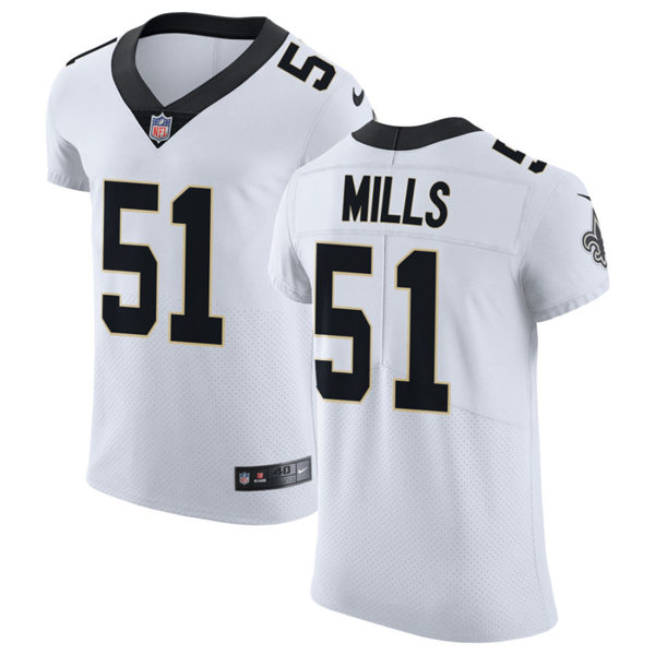 Mens New Orleans Saints Retired Player #51 Sam Mills Nike White Vapor Untouchable Limited Jersey