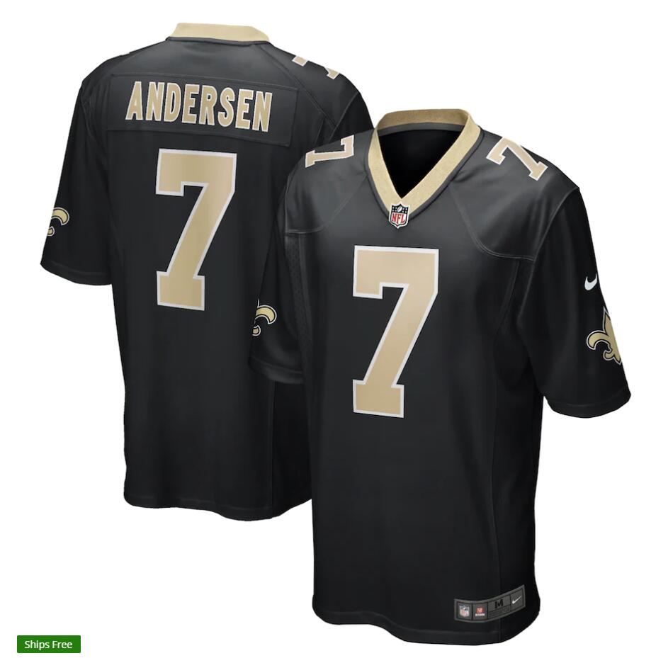 Mens New Orleans Saints Retired Player #7 Morten Andersen Nike Black Game Retired Player Jersey
