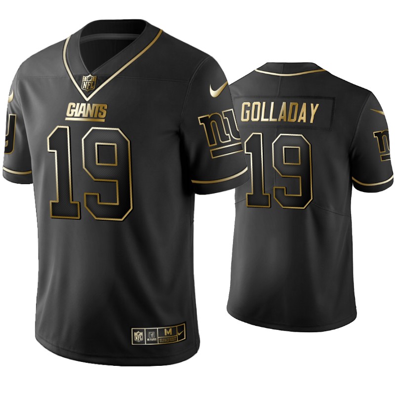 Mens New York Giants #19 Kenny Golladay Nike Black Golden Edition Vapor Limited Jersey