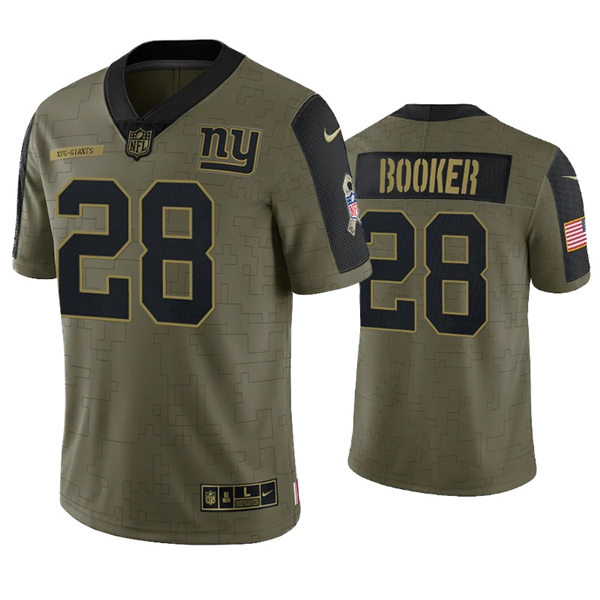 Mens New York Giants #28 Devontae Booker Nike Olive 2021 Salute to Service Limited Jersey