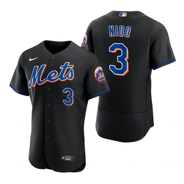 Mens New York Mets #3 Tomas Nido Nike 2022 Black Alternate Player Jersey