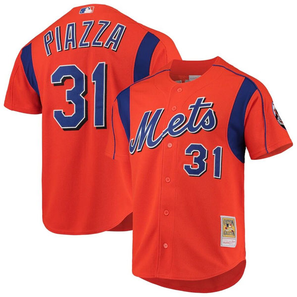 Mens New York Mets #31 Mike Piazza Mitchell & Ness Cooperstown Collection Mesh Batting Practice Jersey