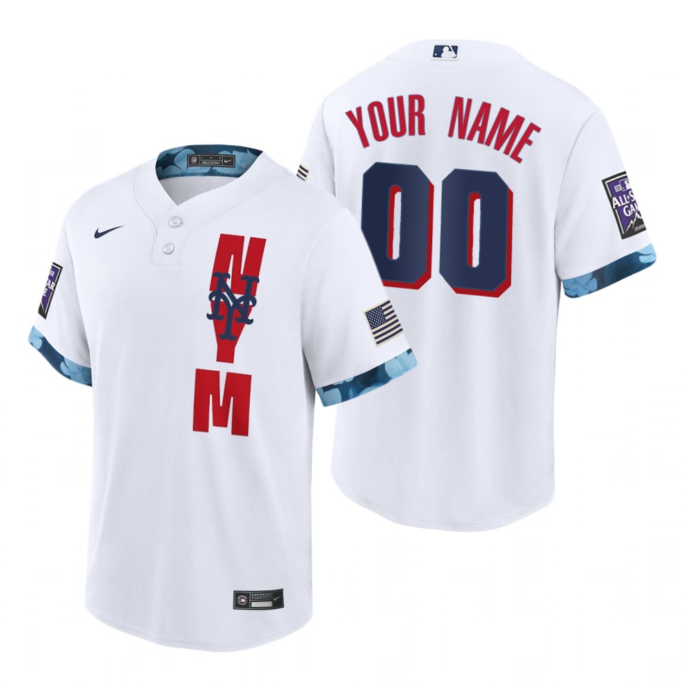 Mens New York Mets Custom Bobby Valentine Jacob DeGrom Michael Conforto Noah Syndergaard White 2021 MLB All-Star Game Jersey