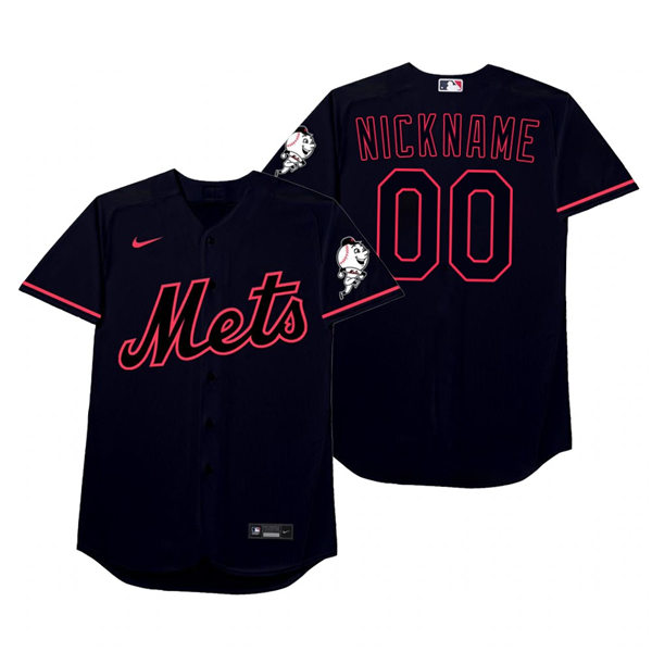 Mens New York Mets Custom Lenny Dykstra Darryl Strawberry Dwight Gooden Mike Piazza Nike Black 2021 Players' Weekend Nicknam