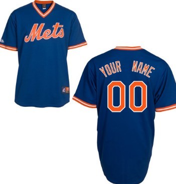 Mens New York Mets Customized Blue Pullover Cooperstown Jersey