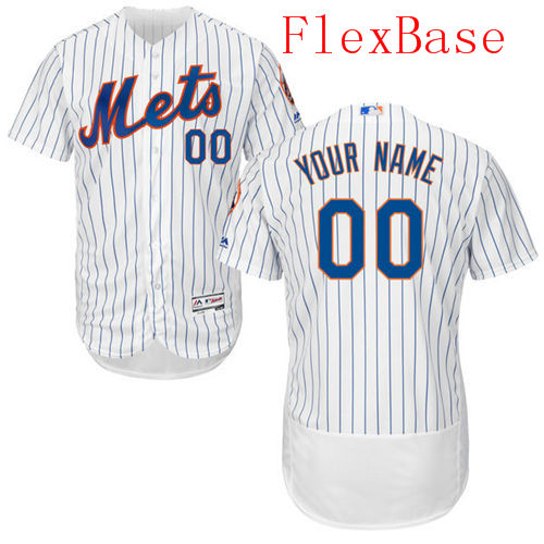 Mens New York Mets White Customized Flexbase Majestic MLB Collection Jersey