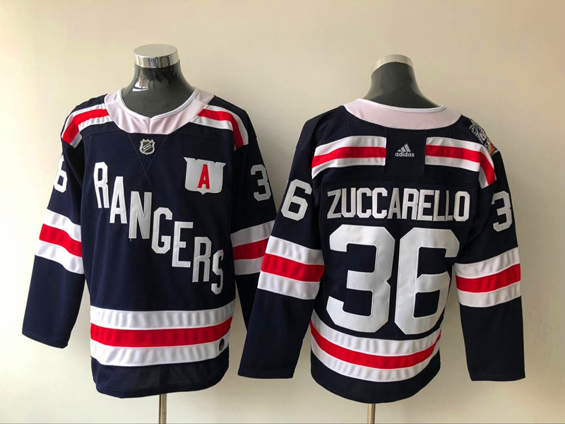 Mens New York Rangers ##36 Mats Zuccarello Adidas Navy Blue 2018 Winter Classic NHL Jersey Stitched