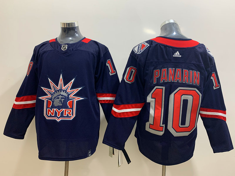 Mens New York Rangers #10 Artemi Panarin Navy adidas 2020-21 NHL REVERSE RETRO JERSEYS Stitched