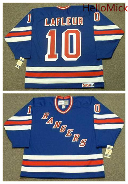 Mens New York Rangers #10 GUY LAFLEUR Light Blue 1988 CCM Vintage Throwback NHL Hockey Stitched
