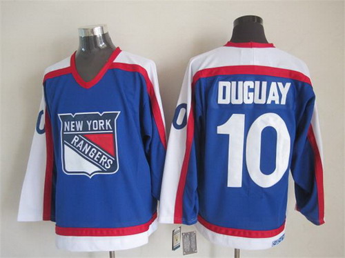 Mens New York Rangers #10 Ron Duguay Light Blue 1978 CCM Vintage Throwback Jersey Stitched