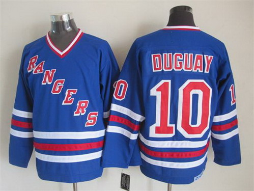Mens New York Rangers #10 Ron Duguay Light Blue 1980 CCM Vintage Throwback Jersey Stitched
