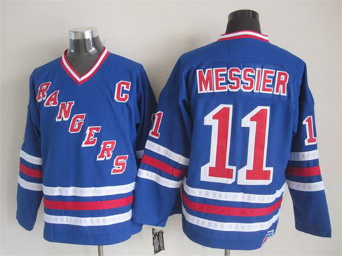 Mens New York Rangers #11 Mark Messier 1993 Light Blue Throwback CCM Jersey Stitched