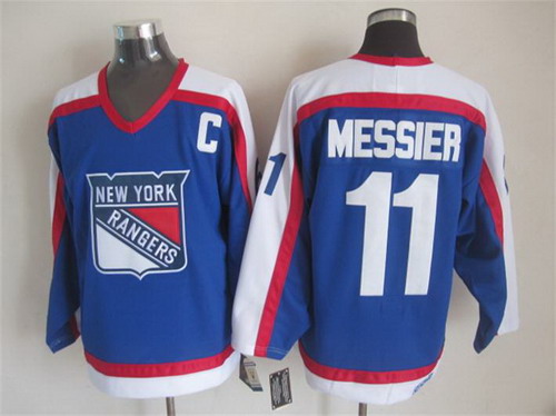 Mens New York Rangers #11 Mark Messier Light Blue 2003 Throwback CCM Jersey Stitched