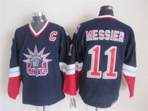 Mens New York Rangers #11 Mark Messier Navy Blue 1996 Throwback CCM Jersey Stitched