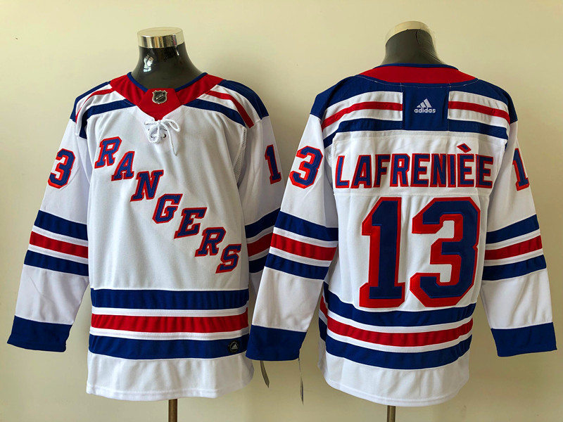 Mens New York Rangers #13 Alexis Lafreniere Adidas White Away Jersey Stitched