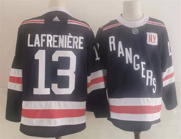 Mens New York Rangers #13 Alexis Lafreniere Navy 2018 Winter Classic Jersey Stitched