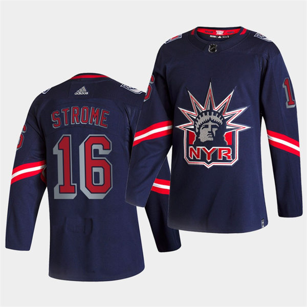 Mens New York Rangers #16 Ryan Strome Navy adidas 2020-21 NHL REVERSE RETRO JERSEYS Stitched