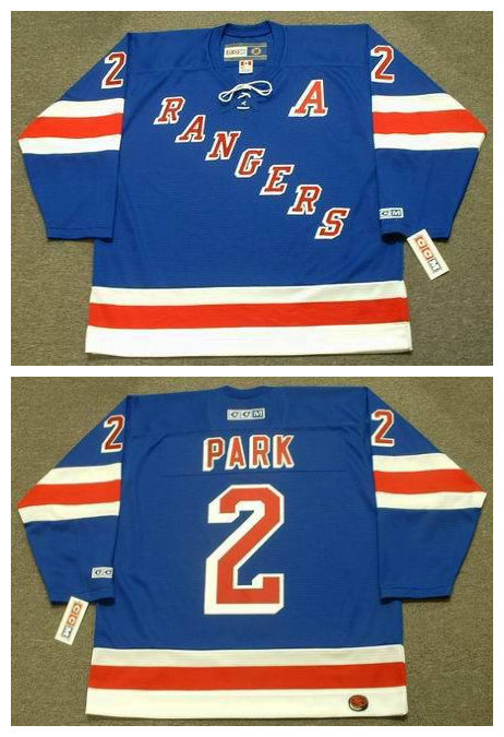 Mens New York Rangers #2 BRAD PARK 1972 CCM Throwback Away Hockey Jersey Stitched
