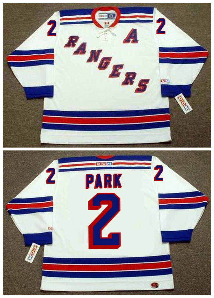 Mens New York Rangers #2 BRAD PARK 1972 CCM Throwback Home Hockey Jersey Stitched