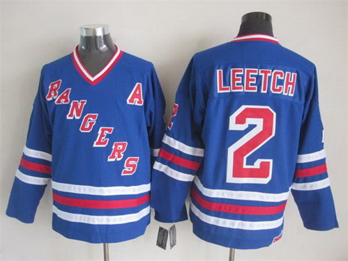 Mens New York Rangers #2 Brian Leetch 1993 Light Blue Throwback CCM Jersey Stitched