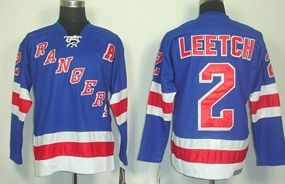 Mens New York Rangers #2 Brians Leetch Light Blue 2004 Throwback CCM Jersey with tie Stitched