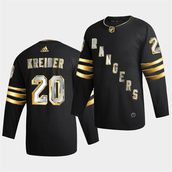 Mens New York Rangers #20 Chris Kreider 2021 Black Golden Edition Jersey Stitched