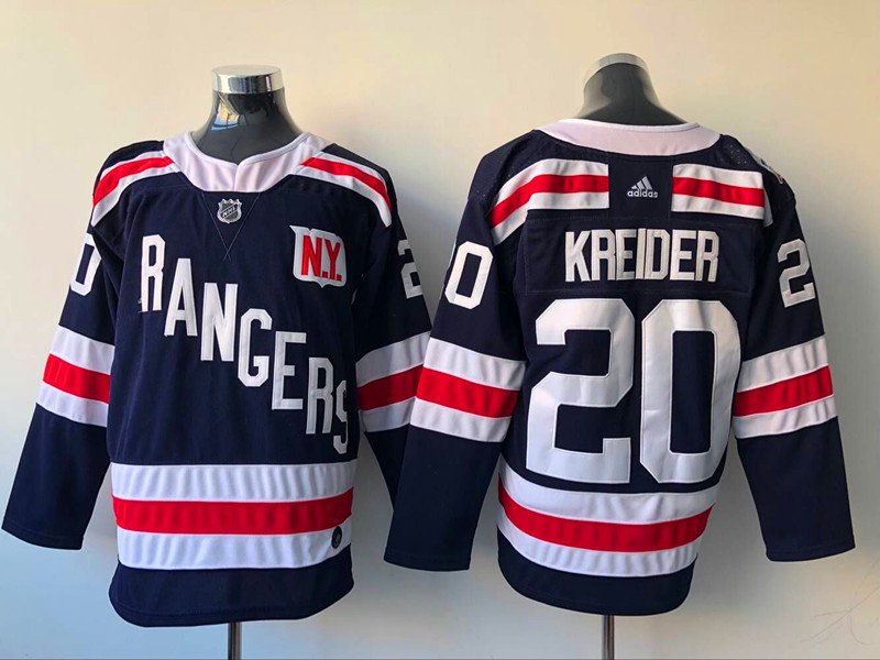 Mens New York Rangers #20 Chris Kreider Navy Blue Adidas 2018 Winter Classic NHL Jersey Stitched