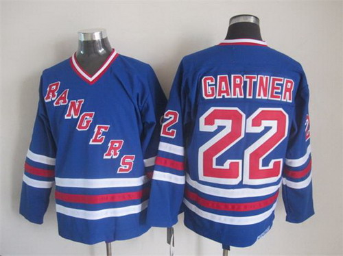 Mens New York Rangers #22 Mike Gartner 1992 Light Blue CCM Vintage Throwback Jersey Stitched