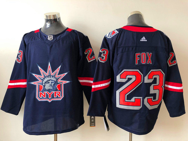 Mens New York Rangers #23 Adam Fox Navy adidas 2020-21 NHL REVERSE RETRO JERSEYS Stitched
