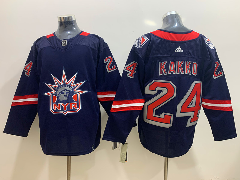 Mens New York Rangers #24 Kaapo Kakko Navy adidas 2020-21 NHL REVERSE RETRO JERSEYS Stitched