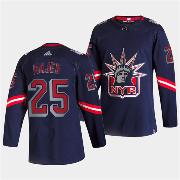 Mens New York Rangers #25 Libor Hajek Navy adidas 2020-21 NHL REVERSE RETRO JERSEYS Stitched