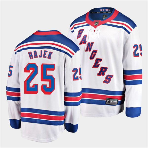 Mens New York Rangers #25 Libor Hajek adidas White Away Primegreen Player Jersey Stitched