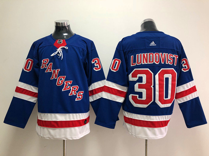 Mens New York Rangers #30 Henrik Lundqvist Adidas Home Royal Blue Jersey Stitched