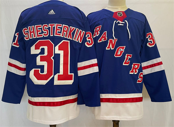 Mens New York Rangers #31 Igor Shestyorkin Adidas Royal Home Primegreen Player Jersey Stitched